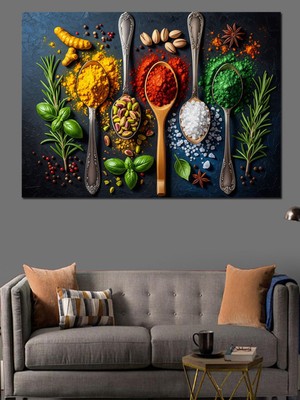 Özgürce Renkli Baharatlı Natürmort Kanvas Tablo, Dekoratif ve Şık Tasarım