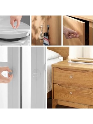 Esmo Home 10 Adet Çok Amaçlı Yapışkanlı Askı Kulp Tutamaç Tokmak Kapı Pencere Dolap Çekmece Klozet Kapağı Tutacağı Banyo