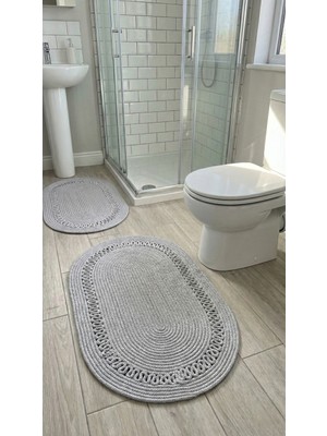 PremiumPort Yumuşak ve Şık Ikili Jüt Banyo Paspası Seti, Rahat Kullanım Sağlar