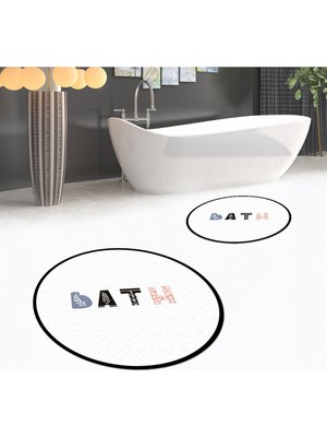 PremiumPort Yıkanabilir, Kaymaz, Dijital Baskılı Yuvarlak Banyo Paspas Takımı