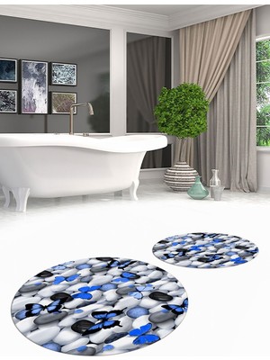 PremiumPort 3D Desenli Kaymaz Banyo Paspası ve Klozet Takımı Seti