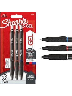 Esmo Home Sharpie S Gel Jel Mürekkepli Kalem, 0.7 Mm, Siyah, Mavi, Kırmızı - 3'lü Bls