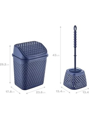 Esmo Home Katre Çöp Kovası ve Klozet Fırçası Lacivert