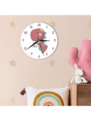 Esmo Home Çocuk Odası Için Sevimli Dinozor Tasarımlı Duvar Saati