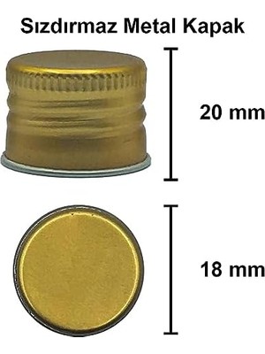 Esmo Home 100 ml Şeffaf Piramit Sosluk 100 cc Kapaklı Kavisli Cam Şişe 6 Adet (Altın/ (Metal))