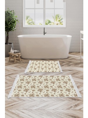 PremiumPort Kaymaz Taban Djt Klozet Takımı Star Pamuk Saçaklı Vintage AL5008 Bej