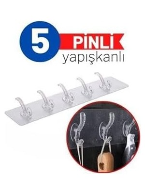 Esmo Home Xenoty 5 Pinli Yapışkanlı 90D Tüm Alanlarda Askı