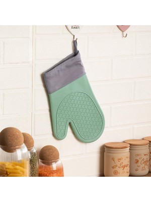 Esmo Home 3137-3 Silikon Yanmaz Yapışmaz Fırın Eldiveni Yeşil