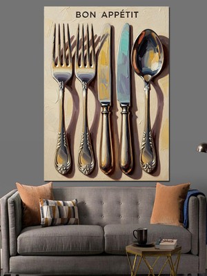 Özgürce Dekoratif Kanvas ve Mdf Ahşap Tablo ile Şık Mutfak Takımı