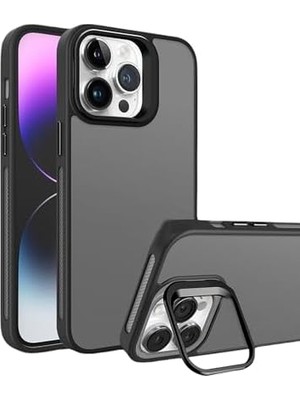 Esmo Home 13 ile Uyumlu Kamera Lens Aparatlı Stand Olabilen Kamera Korumalı Şeffaf Transparan Siyah Full Telefon Kılıfı