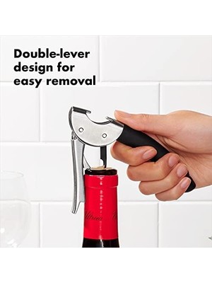 Esmo Home Oxo Çelik Çift Kollu Garson Tirbuşon, Gümüş/siyah, 1 Ct