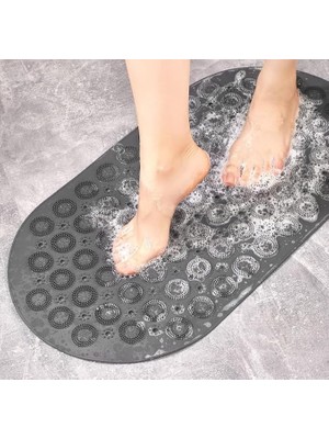 Yenibağ Kaydırmaz Banyo Paspası (Siyah, Gri, Oval)