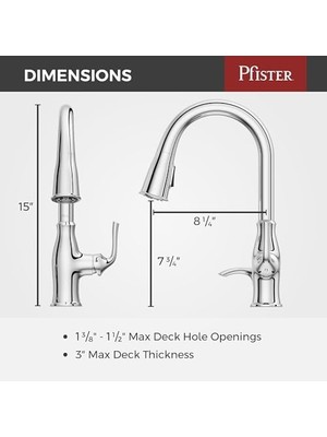 Esmo Home Rosslyn 1 Saplı Aşağı Çekmeli Mutfak Bataryası Cilalı Krom