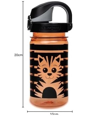 Esmo Home Nalgene Sustain Tritan Su Şişesi, Çocuklar Için, Bpa Içermez,%50 Plastik Atık, Sızdırmaz, Uzun Ömürlü, Bpa Içermez, Karabina Dostu, Tekrar Kullanılabilir, 340 Ml, Turuncu Kaplan