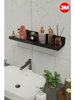 Risingmaber 3m Ultra Güçlü Yapışkanlı Siyah Çok Amaçlı Organizer Raf, Banyo Askısı ve Banyo Rafı MT95SD