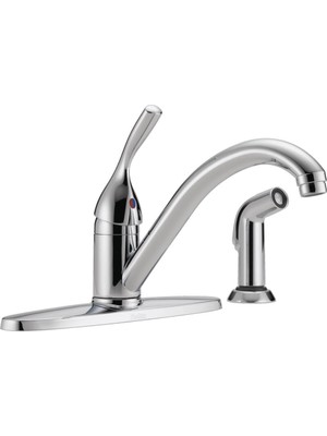 Esmo Home Klasik Tek Saplı Mutfak Bataryası Yan Püskürtücü, Krom Evye Bataryası, Mutfak Bataryası 3 Delikli, Krom 400-DST