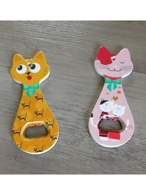 Esmo Home Miyav Kedi Mıknatıslı Şişe Kapak Açacağı, Kedili Açacak Buzdolabı Magnet Turuncu, 5.5X14 Cm, Seramik Kaplama