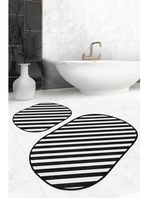 PremiumPort Dijital Baskılı Kadife Banyo Paspas Takımı 2’li Kaymaz Tabanlı Set