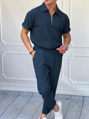 Modefendicom Fermuar Detaylı Fitilli Oversize Alt Üst Takım