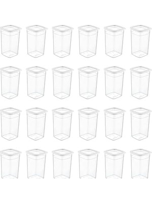 Esmo Home Smartware 24'lü Set Skali Kare Saklama Kabı Beyaz 1440 ml