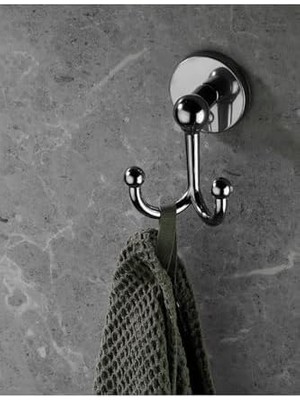 Esmo Home Krom Kaplama Bornoz Havlu Askılğı Delmeye Son Yapışkanlı Askılık S-112 Gri