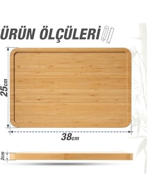 Esmo Home Bluefox 3'ü 1 Arada Bambu Kesme Tahtası: Doğrama Tahtası, Kesim Cetveli ve Tepsi Fonksiyonlarıyla Mutfakta Pratik Çözüm,su Oluklu, Bıçak Dostu, Neme Dayanıklı Yüzey, 38X25 cm
