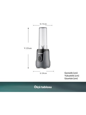 Esmo Home Homend Homend Mixfresh 7026H Kişisel Smoothie Blender Antrasit Siyah