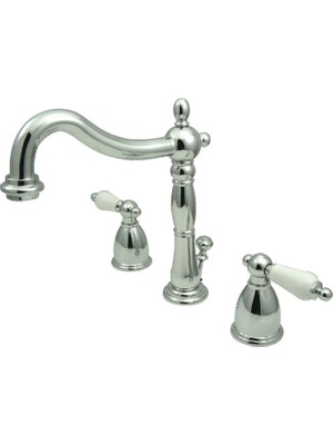 Esmo Home KB1971PL Porselen Kol Saplı Yaygın Lavabo Bataryası, Cilalı Krom, 20 cm Ayarlanabilir Merkez