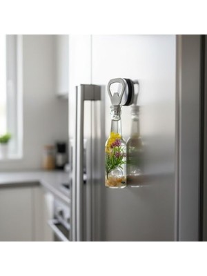 Esmo Home Dekoratif Cam Şişe Şeklinde Manyetik Açacak – Buzdolabı Mıknatıslı, Metal Kapak Açacağı, Şık Mutfak ve Bar Aksesuarı