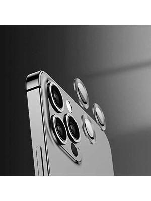 Esmo Home Heartz iphone 14 Pro / 14 Pro Max Gümüş Için Kamera Lens Koruyucu Çizilmez Hd Görüntü Bozmaz Metal Temperli Cam