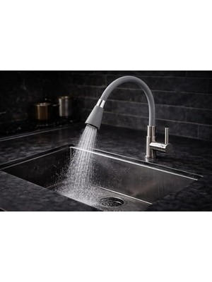 Esmo Home Esnek Silikon Musluk Başlığı, Kıvrılabilir ve Oynar Başlıklı, Renkli Musluk Uzatma Aparatı, Mutfak ve Banyo Bataryaları Için Ayarlanabilir Su Yönlendirici 52 cm (Gri)