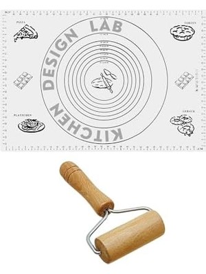 Esmo Home 2'li Set Beyaz 45X65 cm Silikon Hamur Açma Matı ve Pratik Ahşap Saplı Silindir Açıcı