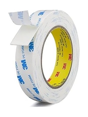 Yenibağ 5 Metre 3m Yapışkanlı Çift Taraflı Köpük Bant Beyaz - 15 mm Genişlik