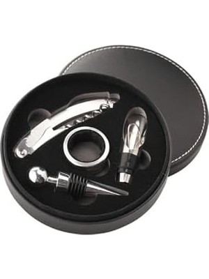 Esmo Home Deri Şarap Tirbüşon Şaraplık Şarap Açacağı Seti CIN375