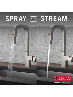 Esmo Home Fırçalı Nikel Mutfak Bataryası Aşağı Çekmeli Püskürtücü, Ada Uyumlu, Çift Fonksiyonlu Değnek, Manyetik Yerleştirme Püskürtme Kafası, Spotshield Paslanmaz Çelik, 19825LF-SP