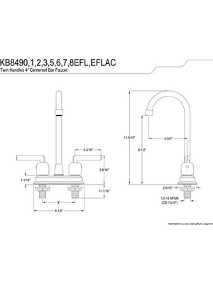 Esmo Home KB8490EFL Centurion Bar Musluğu, Mat Siyah