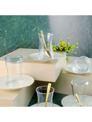 Esmo Home Ar Yıldız Alisa Heybeli 6 Kişilik 12 Parça Çay Seti 160 ml