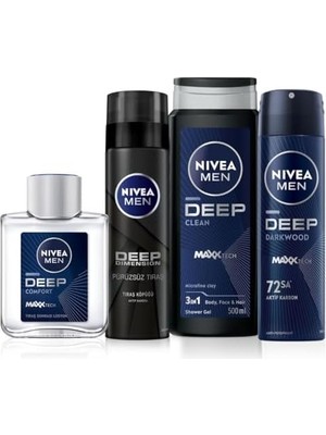 Esmo Home Men Erkek Deep Dimension Damat Çeyiz Seti, Duş Jeli 500ML, Deodorant 150ML, Tıraş Köpüğü 200ML, Tıraş Sonrası LOSYON100ML