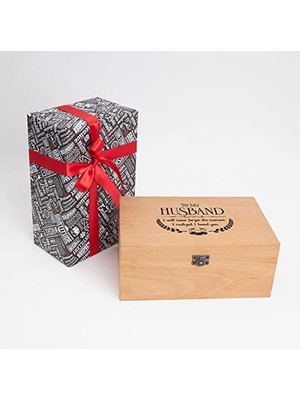 Esmo Home Hediyesepeti Husband Tasarımlı Ahşap Kutulu 2'li Glasgow Viski Kadeh Seti + 6 Soğutucu Taş