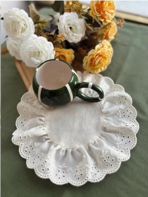 Esmo Home Nurgita Home Fisto Fırfırlı Ham Keten Sonum Peçetesi & Kokteyl Peçete Bej 20 cm (2 Adet)