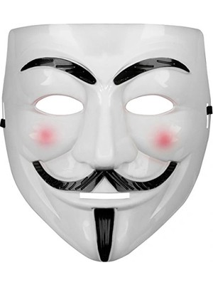 Herşey Trend Herşeytrend Beyaz Pembe Yanaklı V For Vendetta Maskesi