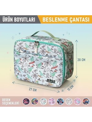 Esmo Home Haegs Çocuk Beslenme Çantası, Kız Çocukları Için Öğle Yemeği Kutusu - Termal Yalıtımlı Kız Çocuk Beslenme Çantası, Kreş ve Okul Için Küçük Öğrenci Öğle Yemeği Kutusu - Dino Island
