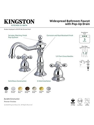 Esmo Home KS1971AX Widerspread Lavatory Musluk With Metal Handle, Cilalı Krom By