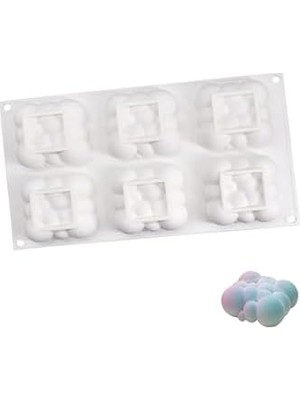 Esmo Home Siliko World Silikon 6'lı Bubble, Bulut Şekilli Çikolata, Sabun, Mum, Kek Kalıbı,pasta Kalıbı, Beyaz