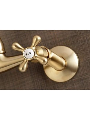 Esmo Home KS3227AX 6 "ayarlanabilir Merkezi Duvara Monte Mutfak Musluk, Fırçalanmış Pirinç