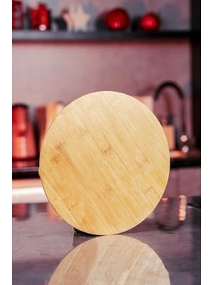 Esmo Home Bambu Yuvarlak Misket Ayaklı Pasta Börek Sunumluk Tablosu 32 x 6 cm