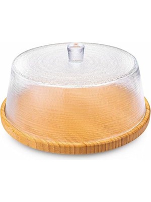 Esmo Home Bambum Hira - Cam Kapaklı Bambu Kek Fanusu 30 cm