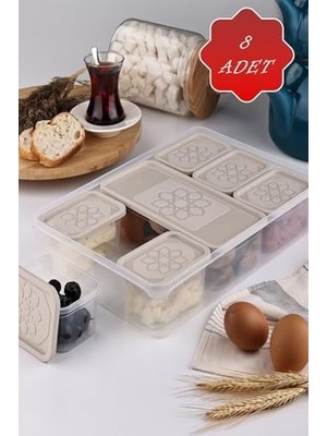 Esmo Home Mithra Life 8 Adet Krem Kapaklı Kahvaltılık Seti Saklama Kabı MIT1164