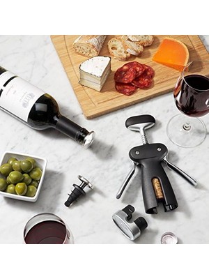 Esmo Home Oxo - Good Grips Steel Kanatlı Tirbuşon, Çıkarılabilir Kapsül Kesici, Plastik, Siyah