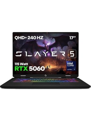 Yenibağ Garaj Slayer5 7XL-5060 C2 Intel Ultra 7 255HX 32GB Ram 1tb SSD RTX5060 17" 240Hz Qhd+Ips Freedos Gaming Laptop